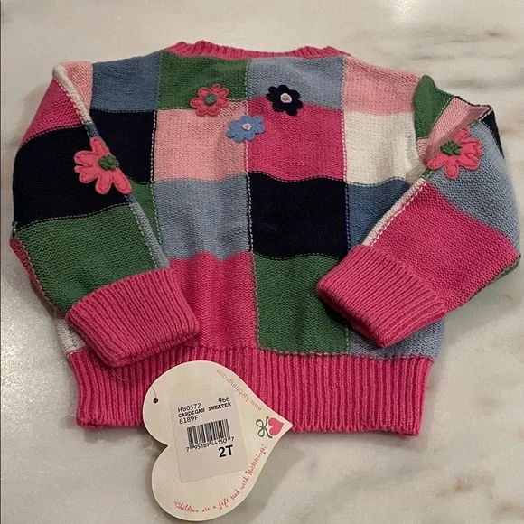 NWT Hartstrings Multicolor Floral Patchwork Cardigan Sweater 2T - Picture 2 of 8